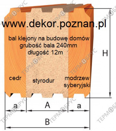 Bal klejony, ocieplony. Cedr/modrzew syberyjski. Domy z bala